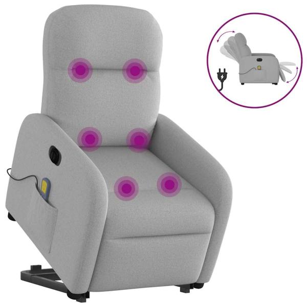 ARDEBO.de - Massagesessel mit Aufstehhilfe Elektrisch Wolkengrau Stoff
