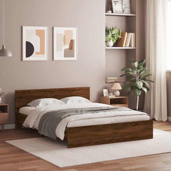 ARDEBO.de - Bettgestell mit Kopfteil Braun Eichen-Optik 140x190 cm