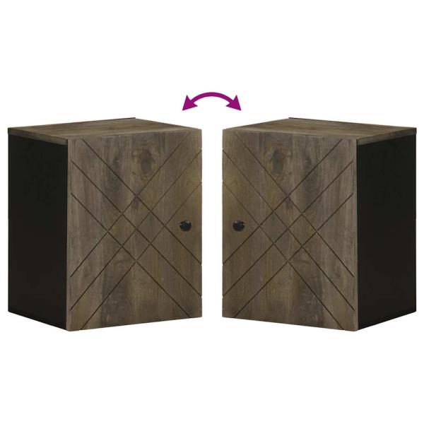 Bad-Wandschrank Schwarz 38x33x48 cm Massivholz Mango