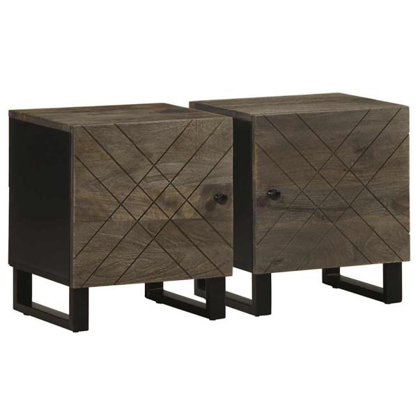 ARDEBO.de - Nachttische 2 Stk. Schwarz 40x33x46 cm Massivholz Mango