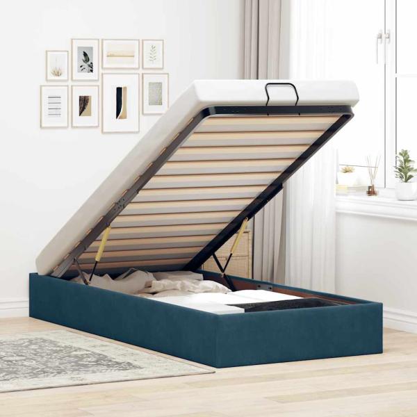ARDEBO.de - Ottoman-Bett ohne Matratze Dunkelblau 80x200 cm Samt