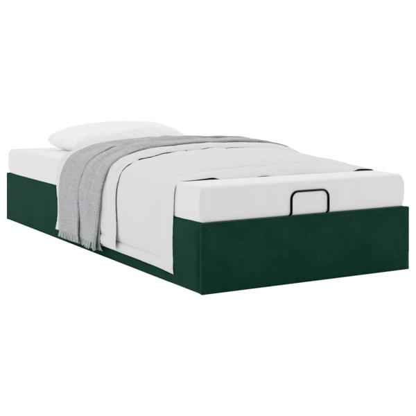 Ottoman-Bett ohne Matratze Dunkelgrün 90x190 cm Samt
