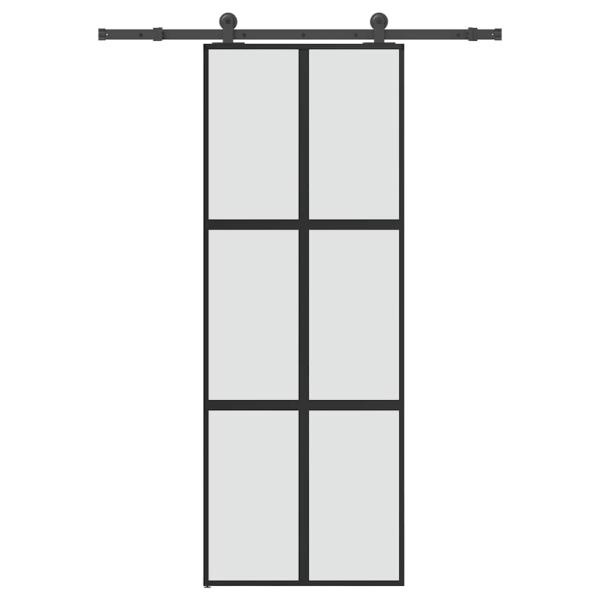 Schiebetür mit Beschlag 76x205 cm Hartglas & Aluminium