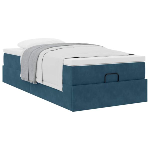 Ottoman-Bett mit Matratze Dunkelblau 80x200 cm Samt