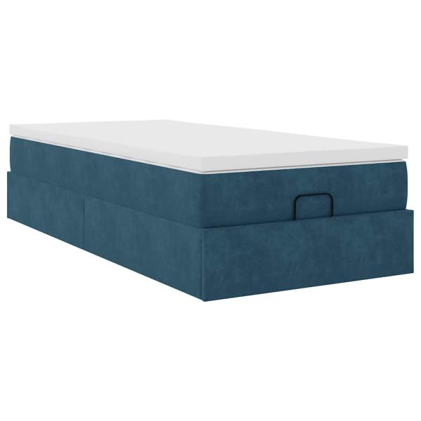 Ottoman-Bett mit Matratze Dunkelblau 80x200 cm Samt