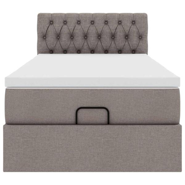 Ottomane Bett mit Matratze & LEDs Taupe 90x200 cm Stoff