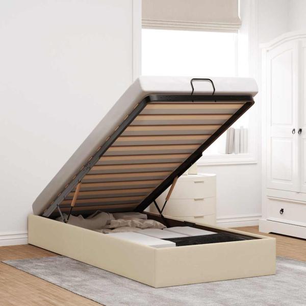 ARDEBO.de - Ottoman-Bett ohne Matratze Creme 90x200 cm Stoff