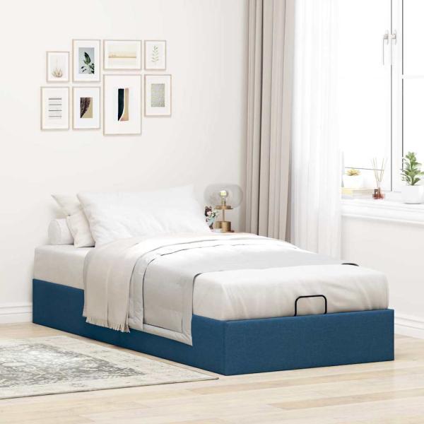 Ottoman-Bett ohne Matratze Blau 90x190 cm Stoff