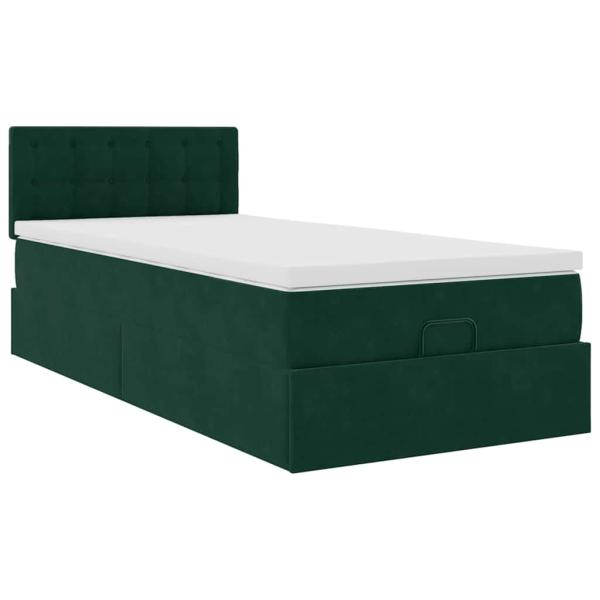Ottoman-Bett mit Matratze Dunkelgrün 80x200 cm Samt