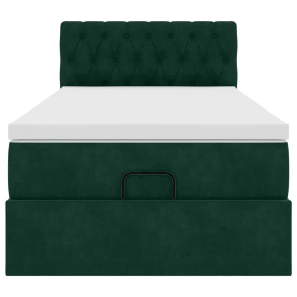 Ottoman-Bett mit Matratze Dunkelgrün 90x190 cm Samt