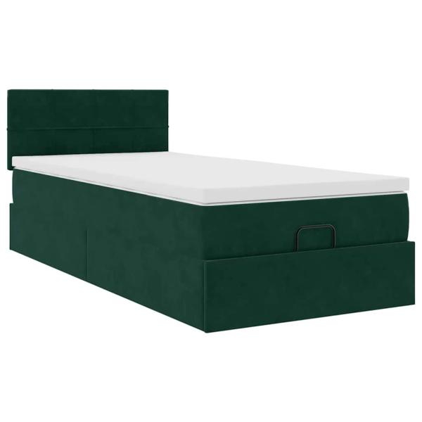 Ottoman-Bett mit Matratze Dunkelgrün 90x190 cm Samt