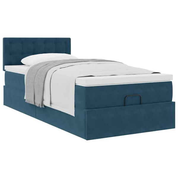 Ottoman-Bett mit Matratze Dunkelblau 90x190 cm Samt