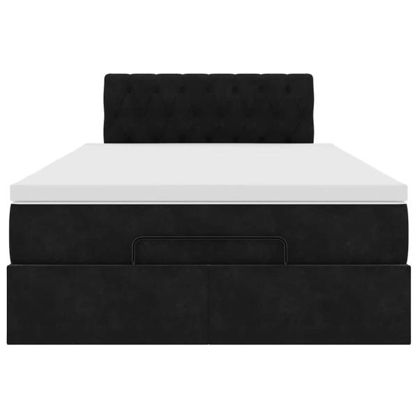 Ottomane Bett mit Matratze & LEDs Schwarz 120x190 cm Samt