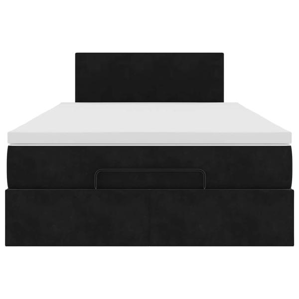 Ottomane Bett mit Matratze & LEDs Schwarz 120x190 cm Samt