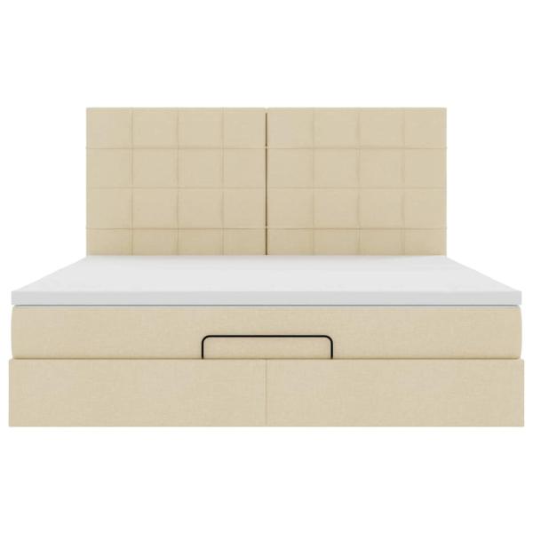 Ottoman-Bett mit Matratze & LEDs Creme 180x200 cm Stoff