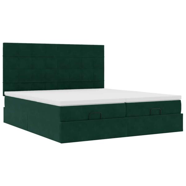 Ottoman-Bett mit Matratzen Dunkelgrün 160x200 cm Samt