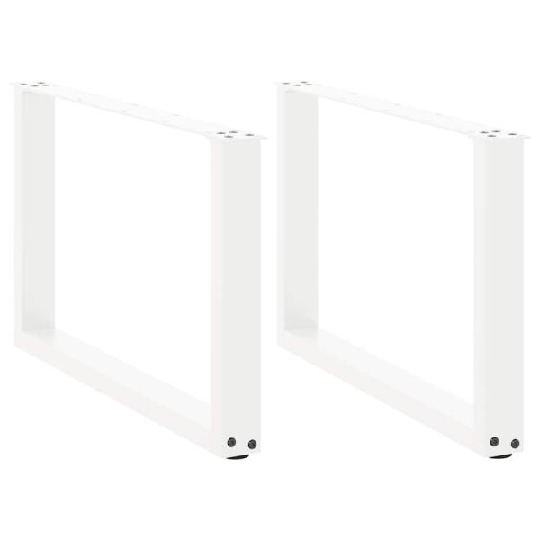 Couchtischbeine U-Form 2 Stk. Weiß 60x(42-43) cm Stahl