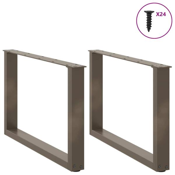 Couchtischbeine U-Form 2 Stk. Naturstahl 60x(42-43) cm Stahl