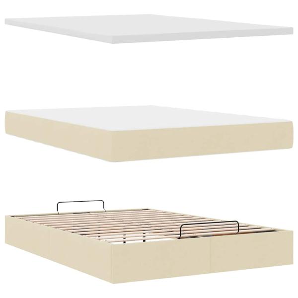Ottoman-Bett mit Matratze Creme 140x190 cm Stoff