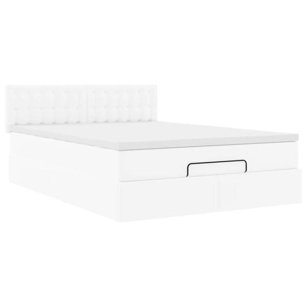 Ottoman-Bett mit Matratze Weiß 140x190 cm Kunstleder