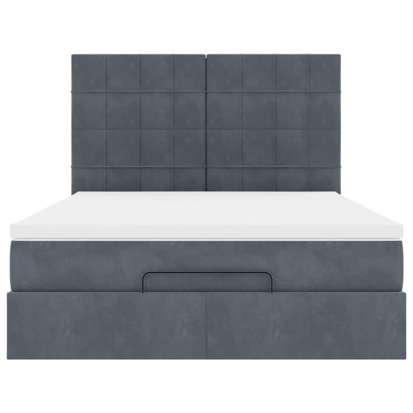 Ottoman-Bett mit Matratzen Dunkelgrau 140x190 cm Samt