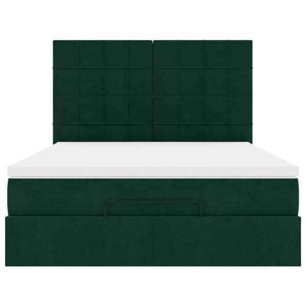 Ottoman-Bett mit Matratzen Dunkelgrün 140x190 cm Samt