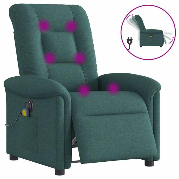 Massagesessel Elektrisch Dunkelgr?n Stoff