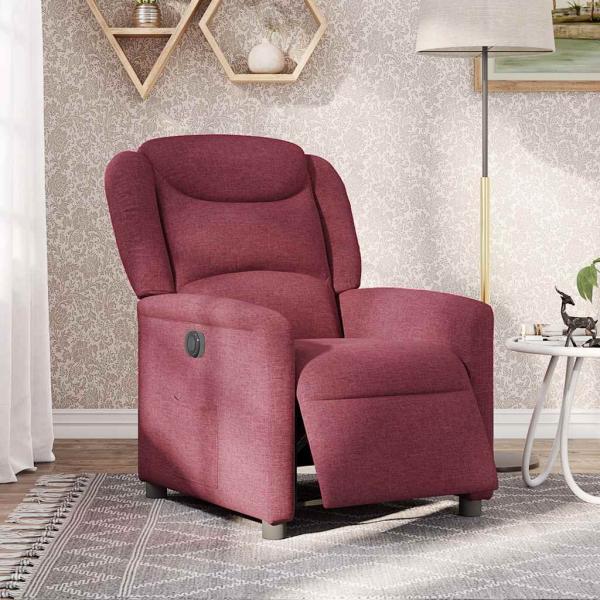 Relaxsessel Elektrisch Weinrot Stoff