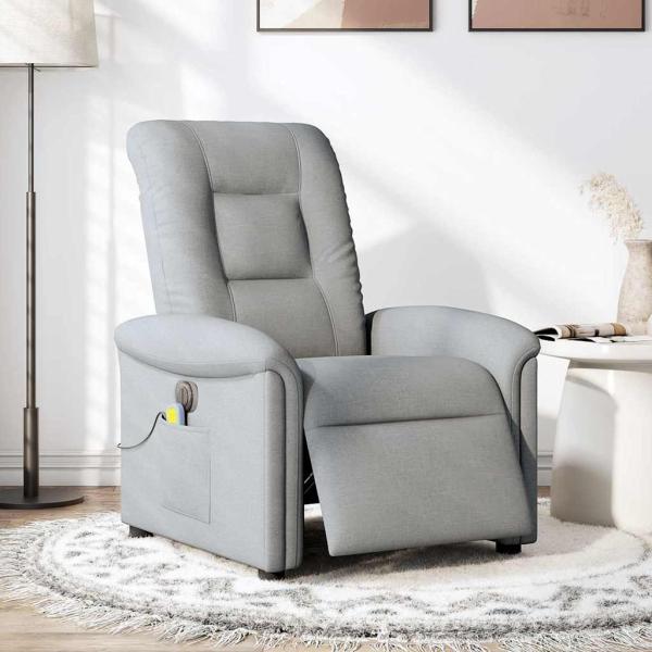 Massagesessel Elektrisch Hellgrau Stoff