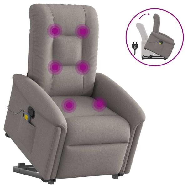 ARDEBO.de - Massagesessel mit Aufstehhilfe Taupe Stoff