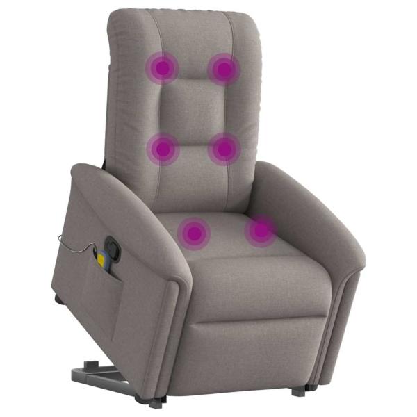 Massagesessel mit Aufstehhilfe Taupe Stoff
