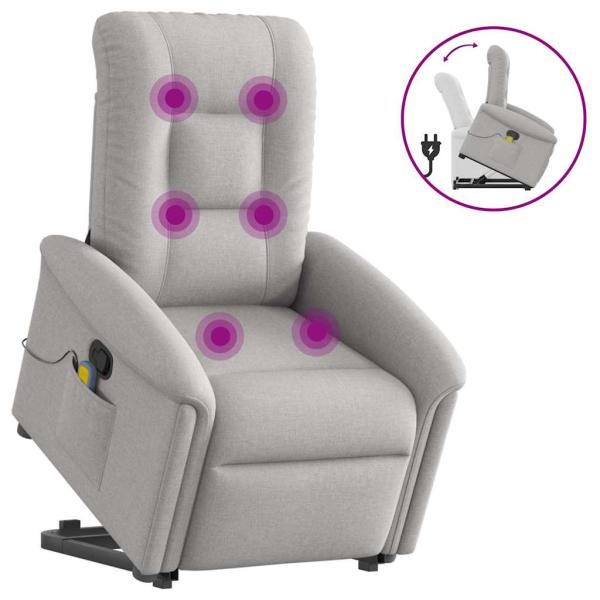 ARDEBO.de - Massagesessel mit Aufstehhilfe Wolkengrau Stoff
