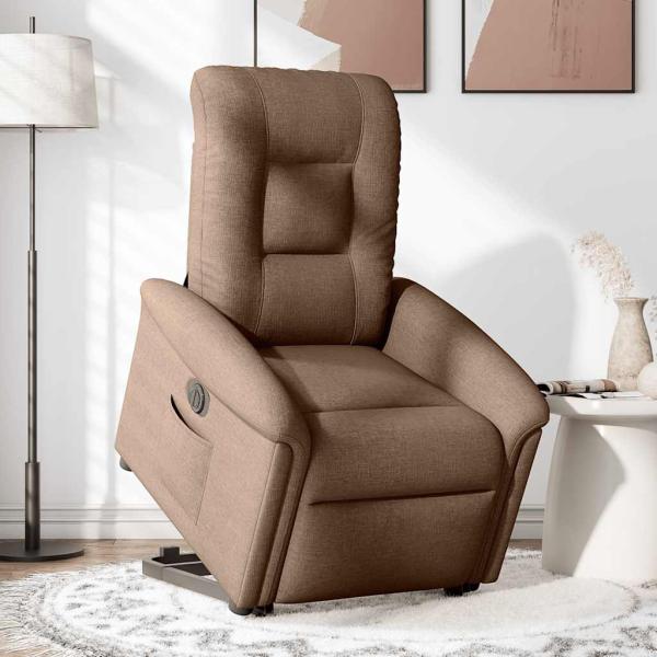 Relaxsessel mit Aufstehhilfe Elektrisch Braun Stoff