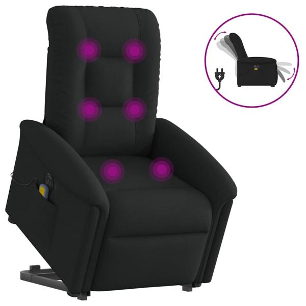 ARDEBO.de - Elektrischer Massagesessel mit Aufstehhilfe Schwarz Stoff