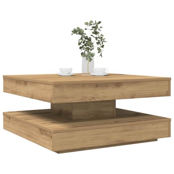 ARDEBO.de - Couchtisch 360-Grad Drehbar Artisan-Eiche 70x70x34,5 cm