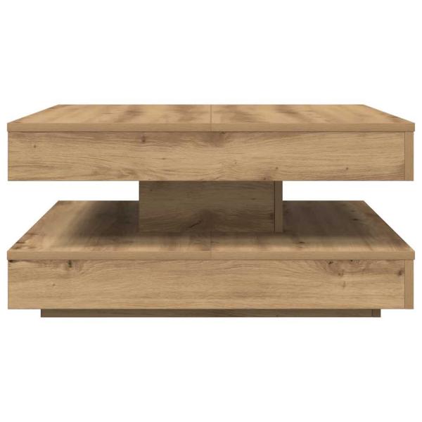 Couchtisch 360-Grad Drehbar Artisan-Eiche 70x70x34,5 cm