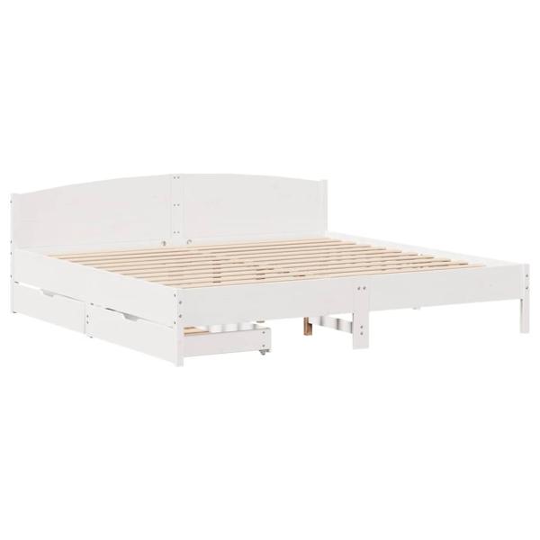 Massivholzbett ohne Matratze Weiß 200x200 cm Kiefernholz