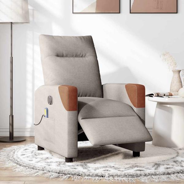 Massagesessel Elektrisch Taupe Stoff