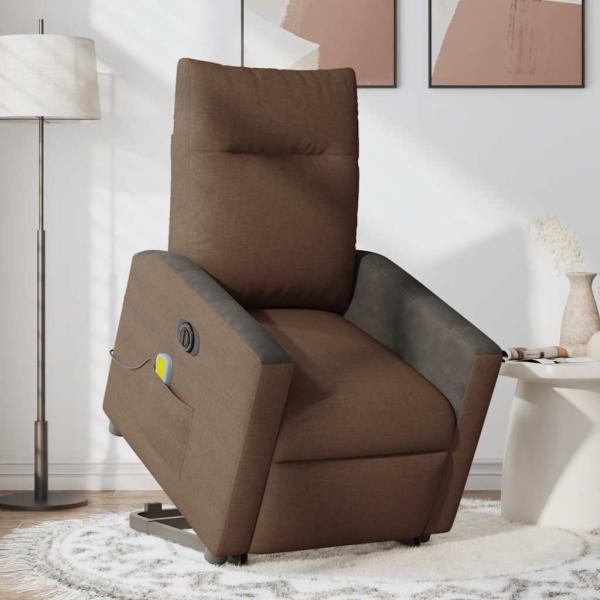 ARDEBO.de - Elektrischer Massagesessel mit Aufstehhilfe Braun Stoff