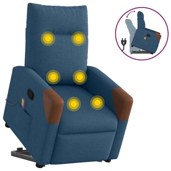 ARDEBO.de - Massagesessel mit Aufstehhilfe Blau Stoff