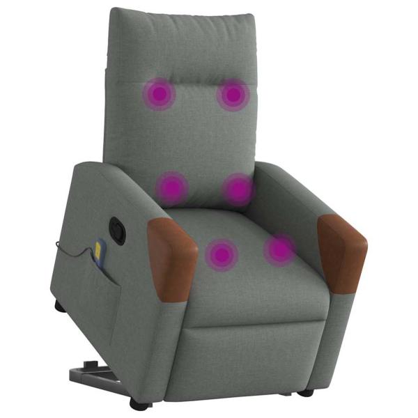 Massagesessel mit Aufstehhilfe Dunkelgrau Stoff