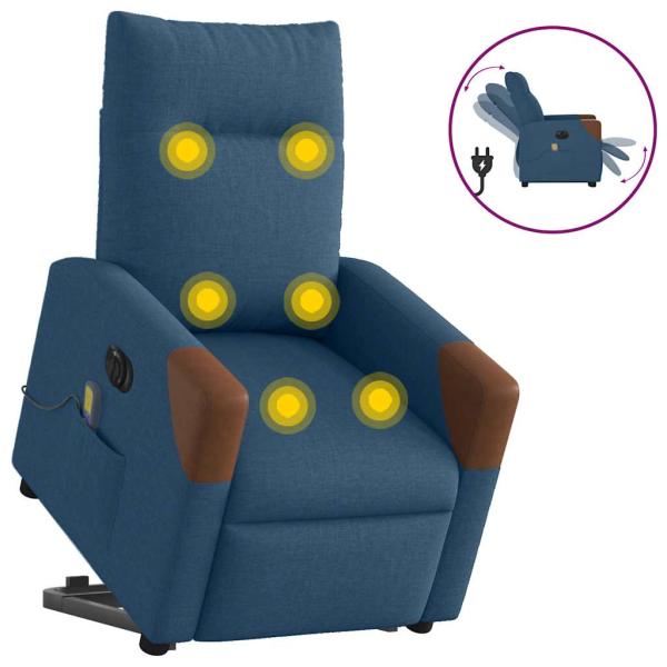 ARDEBO.de - Massagesessel mit Aufstehhilfe Elektrisch Blau Stoff