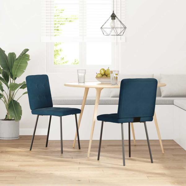 Esszimmerstühle 2 Stk. Blau Samt