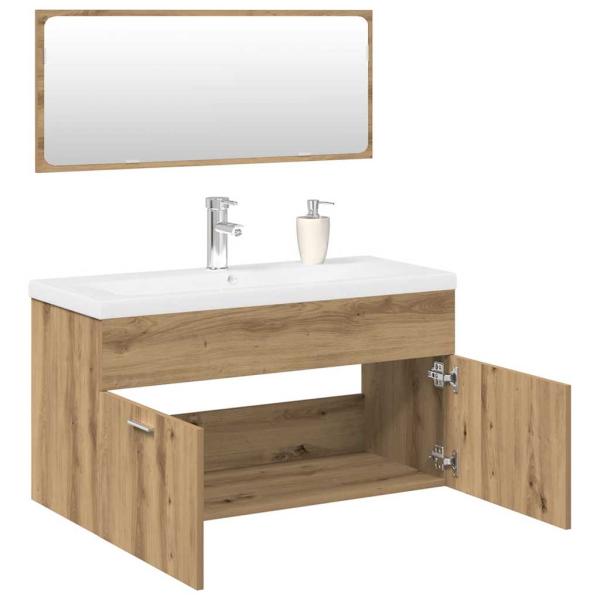 ARDEBO.de - 3-tlg. Badmöbel-Set Artisan-Eiche Holzwerkstoff