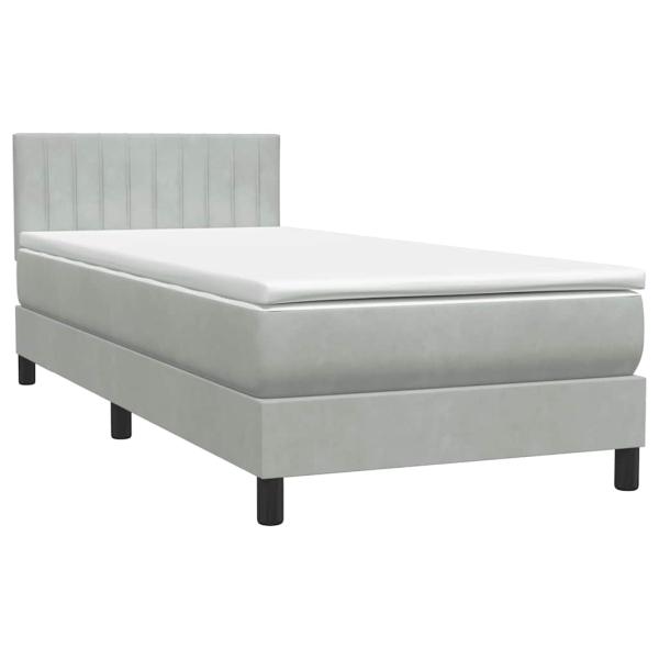 Boxspringbett mit Matratze & LED Hellgrau 80x210 cm Samt