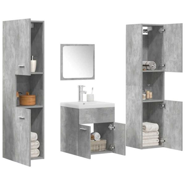 ARDEBO.de - 5-tlg. Badmöbel-Set Betongrau Holzwerkstoff