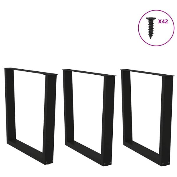 Esstischbeine V-Form 3 Stück Schwarz 90x(72-73,3) cm Stahl