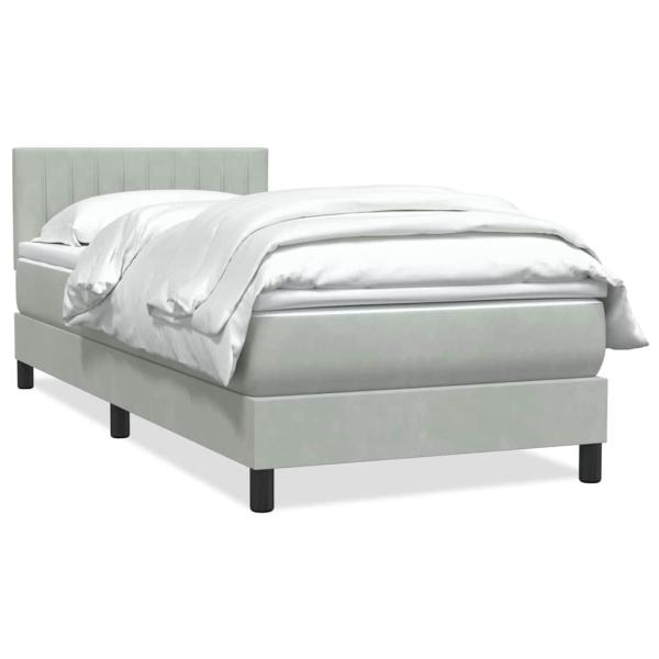 ARDEBO.de - Boxspringbett mit Matratze Hellgrau 80x210 cm Samt