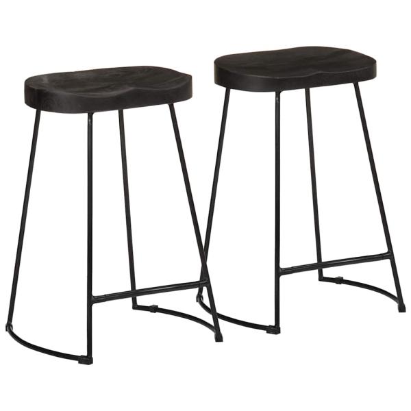 ARDEBO.de - Barhocker 2 Stk. Schwarz 45x40x62 cm Mango Massivholz
