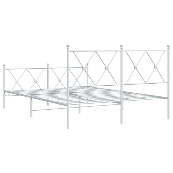 Bettgestell mit Kopf- und Fußteil Metall Weiß 137x190 cm